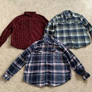 Lot of 3 GEORGE Men's Button-Up Long Sleeve FLANNEL SHIRTS Size 2XL (50-52)